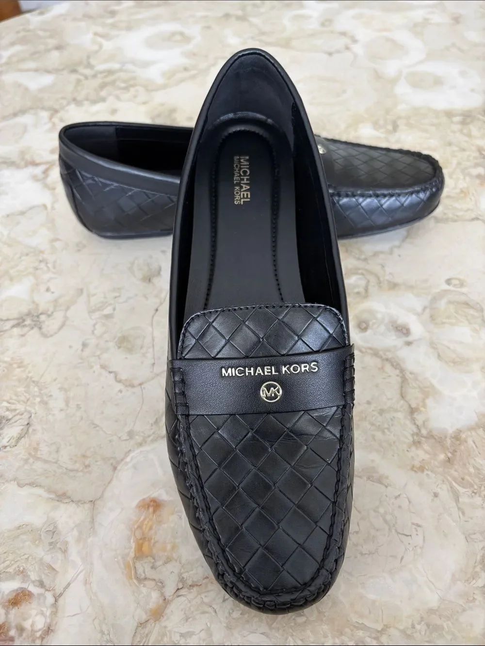 Michael Kors Black Woven Loafers Driving Shoes As New